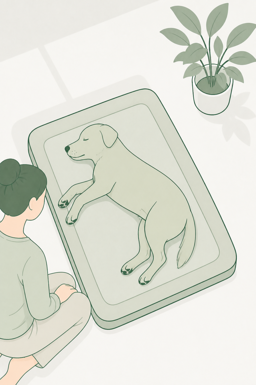 Cão esticado na cama com folga visível.