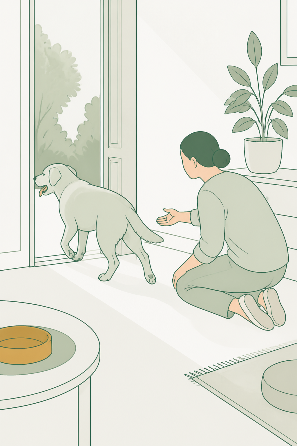 Cão com respiração atípica; a pessoa decide ir ao veterinário.