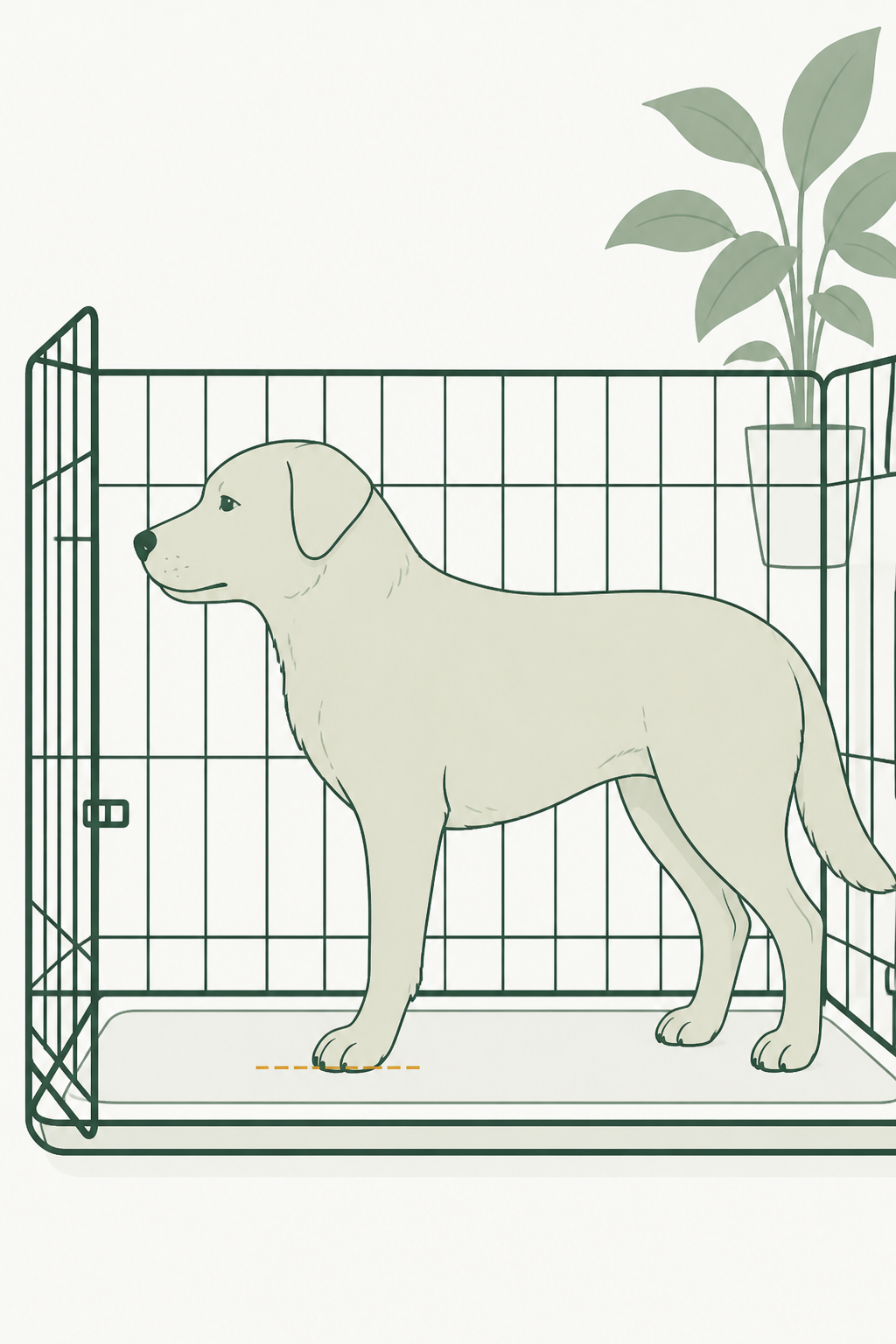 Cão parado de perfil: a ponta da unha encosta no chão; linha tracejada mostra onde deveria parar.
